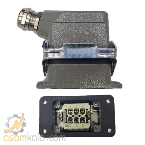 سوکت تابلویی 6 پین مدل HDC-HE-006-1 (ته باز) متاسان