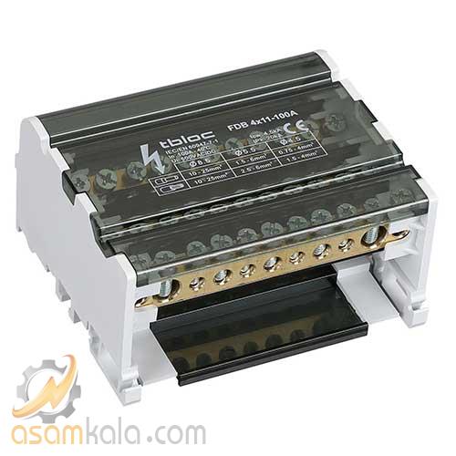 ترمینال توزیع چهار هادی 100 آمپر 11 پیچ tbloc مدل FDB4x11-100A