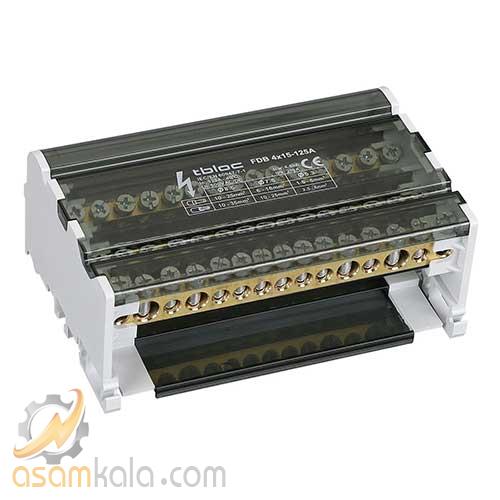 ترمینال توزیع چهار هادی 125 آمپر 15 پیچ tbloc مدل FDB4x15-125A