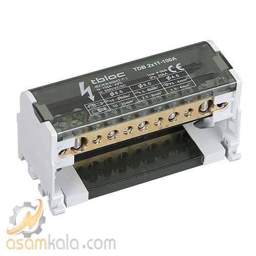 ترمینال توزیع دو هادی 100 آمپر 11 پیچ tbloc مدل TDB2x11-100A