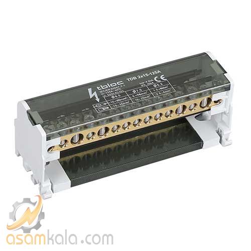 ترمینال توزیع دو هادی 125 آمپر 15 پیچ tbloc مدل TDB 2*15 125A