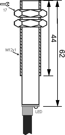 ابعاد سنسور القایی تبریز پژوه مدل IPS-202-CA-12