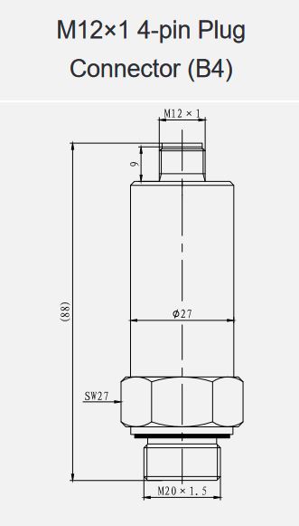 ابعاد ترانسمیتر فشار دیافراگمی میکرو سنسور MPM489