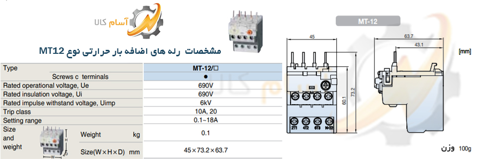 مشخصات رله های اضافه بار حرارتی نوع mt12 ال اس (LS)