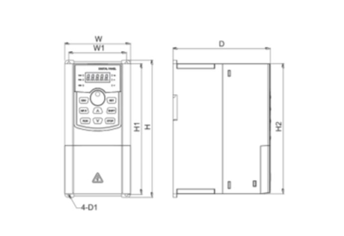 ابعاد اینورتر پاور درایو PD1100