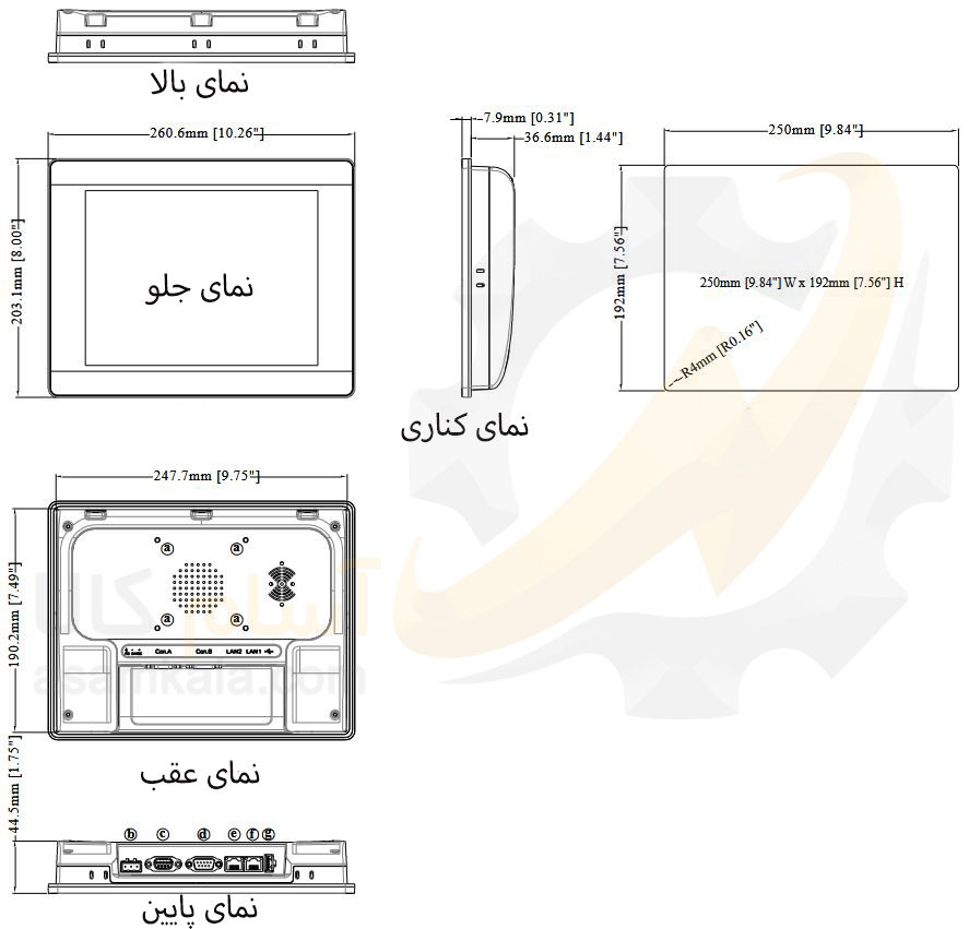 ابعاد Weintek HMI CMT 3092