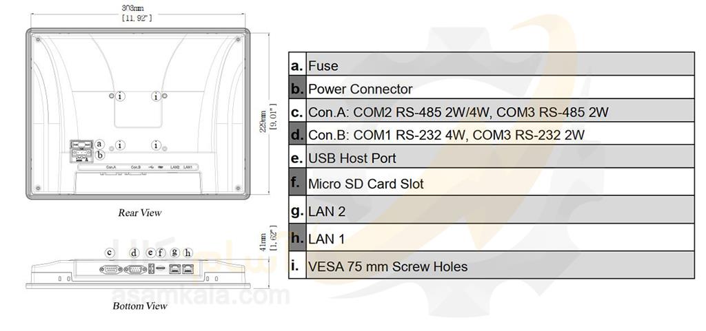 ابعاد cMT2128X HMI